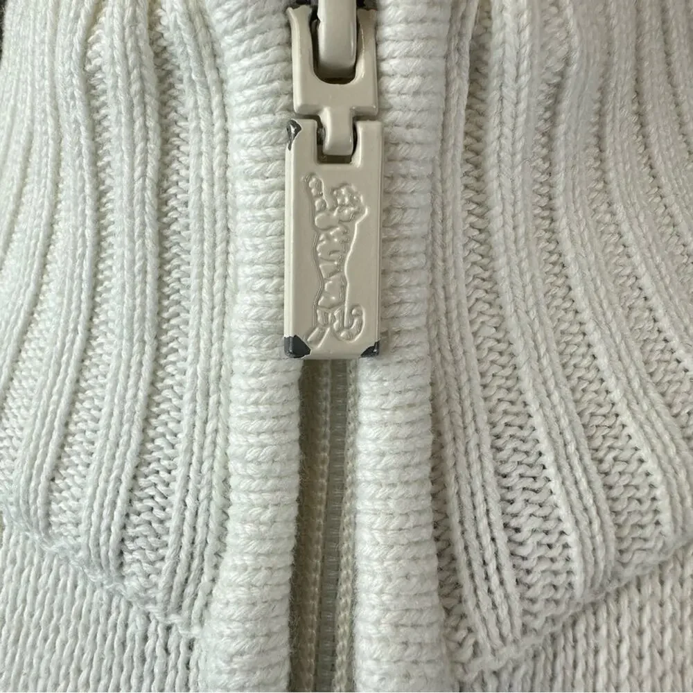 VTG Y2K Le Tigre White Pink Heart Cardigan Full Zip Girls Large Women’s Small
